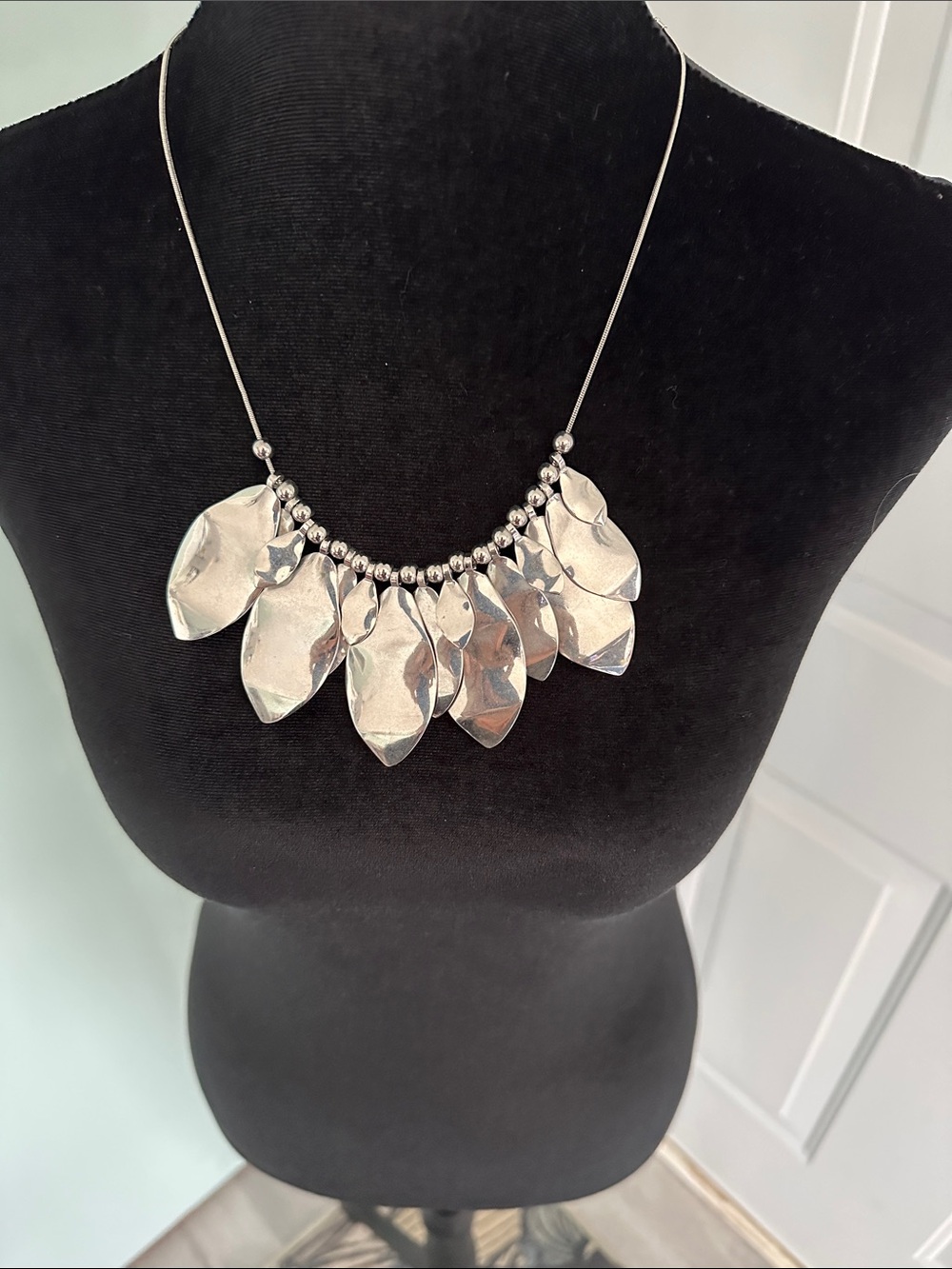 Silver Leaf Statement Necklace - Women Jewelry